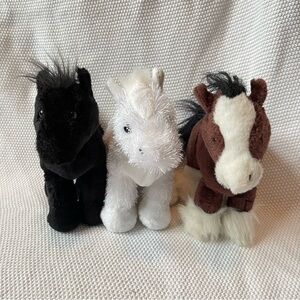 GANZ Webkinz Horse Plush Set - Black, White, and Brown